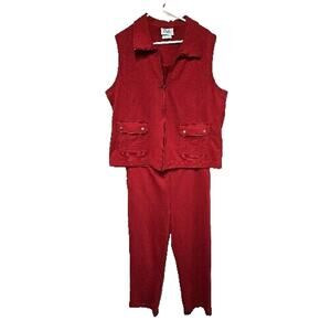 Links Womens Tracksuit Size L Vest and M Pants Suit Red Sweatsuit Vest Pants
